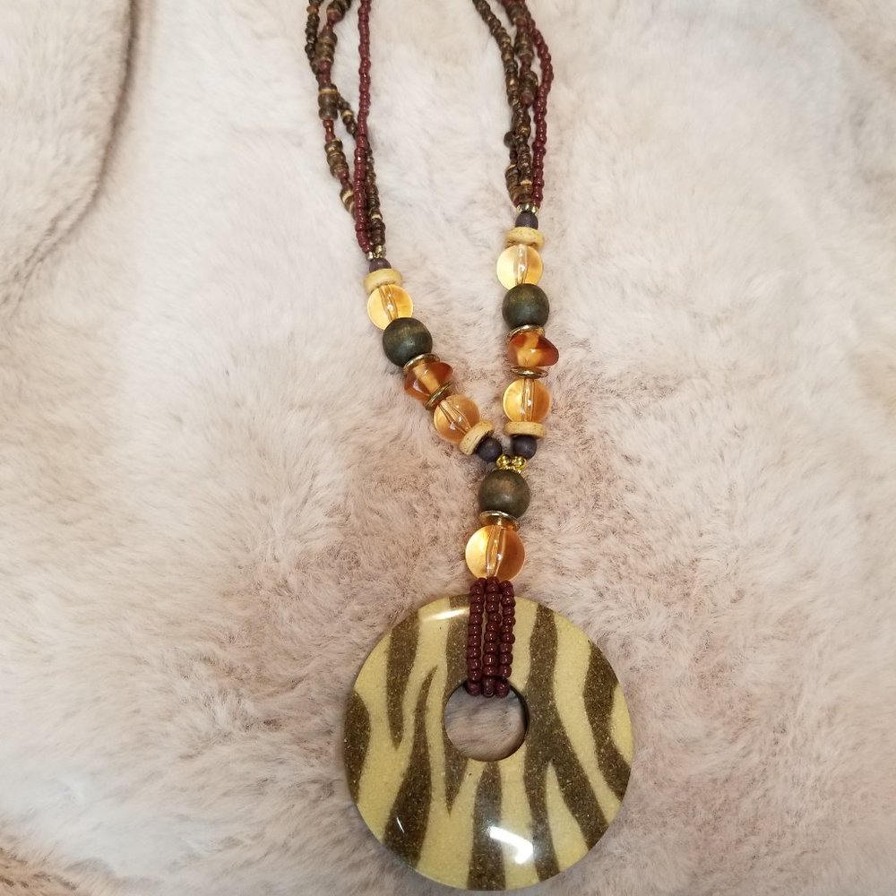 Sarah Coventry Wood Beaded Necklace